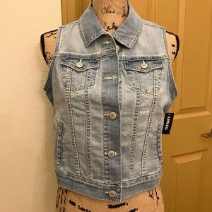Old navy light denim vest cool summer fall jean motorcycle chic small 4 6